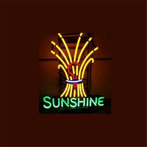 17*14" SUNSHINE NEON SIGN Signboard REAL GLASS BEER BAR PUB Billiards display Restaurant Shop outdoor Light Signs