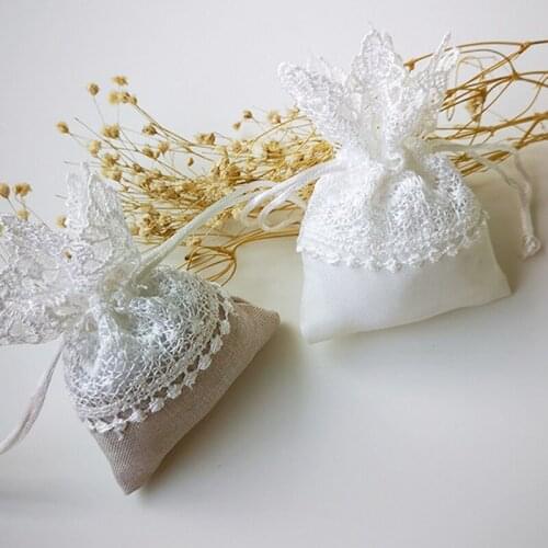 20Pcs Christmas Packaging Lace Jewelry Gift Bag Candy Dargee Drawstring Bag For Home Holiday Party DIY Decoration