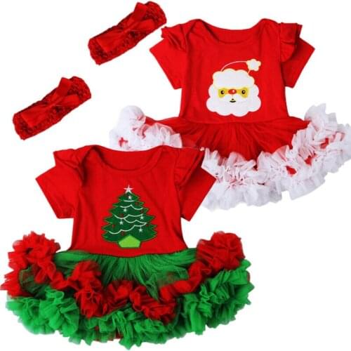 2020 New Year Christmas Newborn Baby Girl Boy Xmas Santa Tulle Tutu Dress Short Sleeve Outfits Costume Fancy Ball Gown Dresses