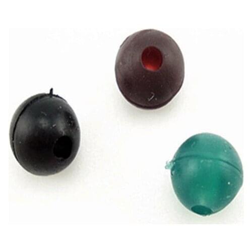 30pcs Carp Fishing Round Soft Rubber Beads Black Green Coffee Floating Rig Beads size 6mm and 8mm