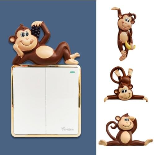 Cartoon Monkey Switch Decoration Stickers Indoor Wall Stickers Creative Resin 3d Stereo Socket Stickers