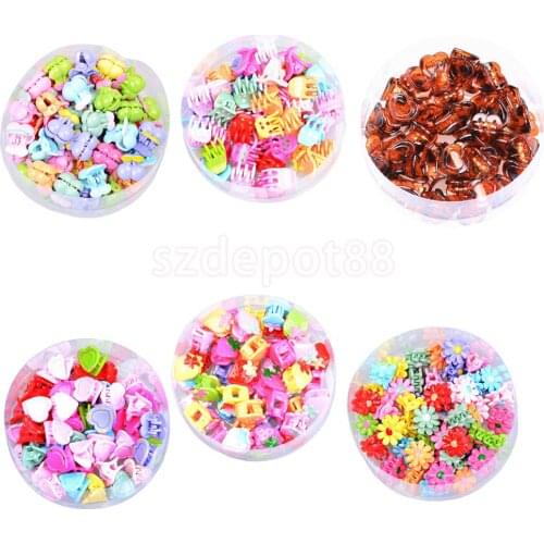 48 Pieces Wholesale Mini Small Lady Girls Hair Claws Clamps Clips Hair Grips Assorted Color Cute Shape Styling Hairpin