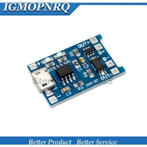 5PCS/LOT Micro USB 5V 1A 18650 TP4056 Lithium Battery Charger Module Charging Board With Protection Dual Functions 1A Li-ion