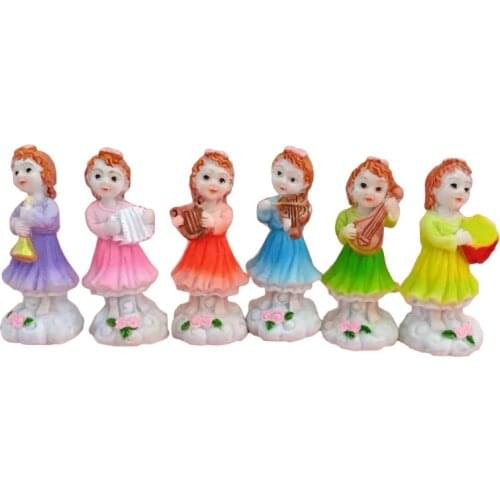6 Pcs Flower Fairy with Musical Instrument Desktop Ornament Resin Statue Figurine Creative Sculpture for Home Decor