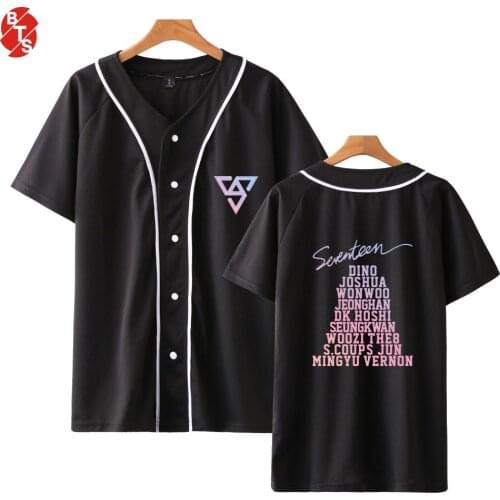SEVENTEEN Kpop Printed Baseball T-shirts Women/Men Fashion Summer Short Sleeve Tshirts 2018 Casual Hot Sale Fans Tee Shirts