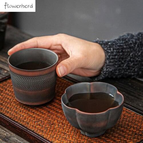 Large Ceramic Tea Cup Purple Clay Teacup Teaware Kung Fu Tea Set Cup Chinese Style Purple Pottery Handmade Master Cup Water Cups