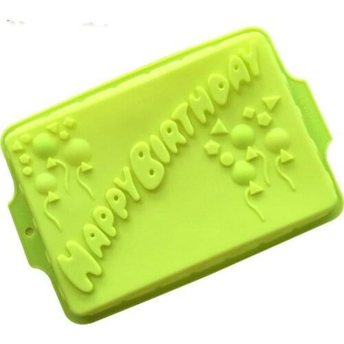 HMROVOOM Happy Birthday Large Square Silicone Cake Mold