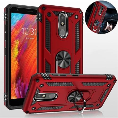 For LG ARISTO 2 3 4 Plus Case Luxury Armor Shockproof Car Holder Ring Case for LG X210 X220 X320 X410 X415 X4 Plus Q60 stylo 5