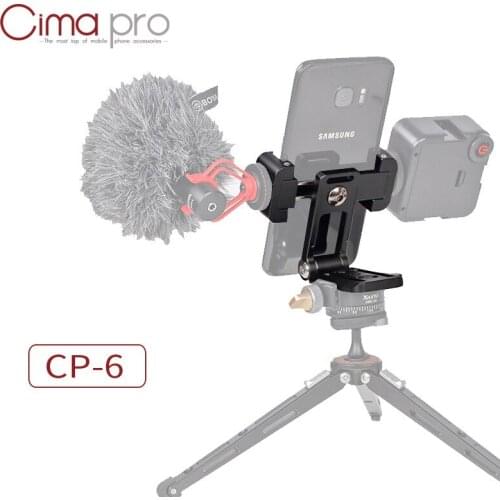 XIELTU CP-6 Phone Holder Desk Aluminum Alloy Phone Mount Clip with Cold Shoe Mount 3/8 1/4 Screw Hole for smart phones