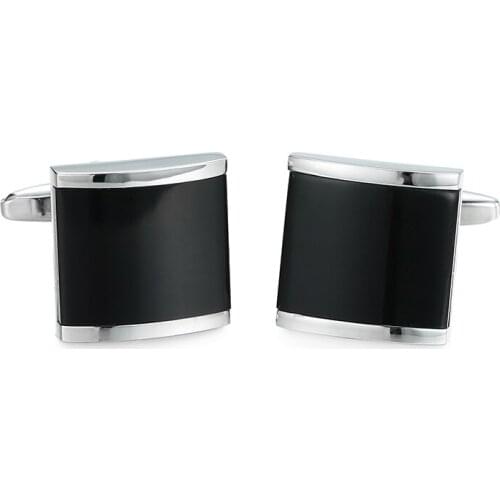 DY new high quality fashion men French shirt Cufflinks Simple style high-quality enamel craft black square Cufflinks