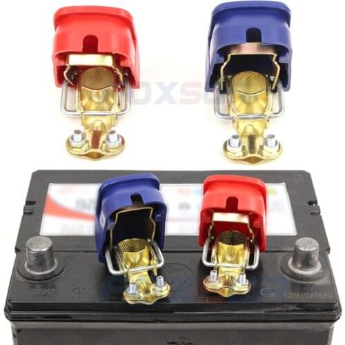 FOXSUR 2PCS 12V Quick Release Battery Terminals Clamp for Car Caravan Boat Motorhome ON / OFF Snap on