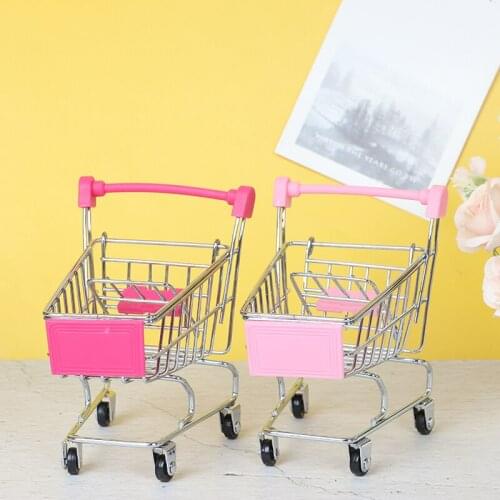 Mini Shopping Carts Toy Cart Simulation Miniature Shopping Cart Storage Pretend Play Toys Handcart Toy Baby Trolley for Kids