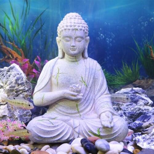 Resin Buddha Decoration Aquarium Fish Tank Sitting Buddha Statue Aquarium Stone Rock For Fish Reptile Home Outdoor Garden Decor