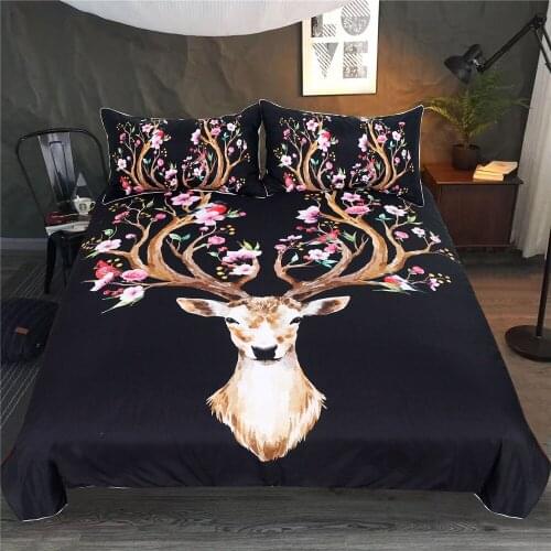 Christmas Bedding Sets Deer Printed Duvet Cover Set Double Queen King Bedclothes Bed Linen