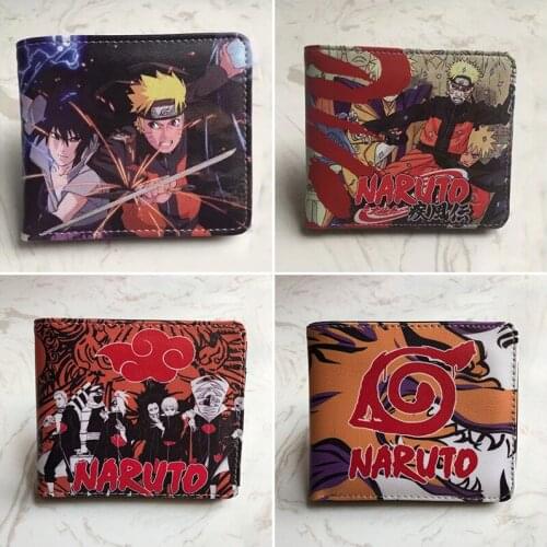 Uzumaki Uchiha Sasuke Hatake Kakashi Cosplay PU Wallet Leather Coin Pocket Billfold Photo Card Holder Short Cartoon Purses Gifts