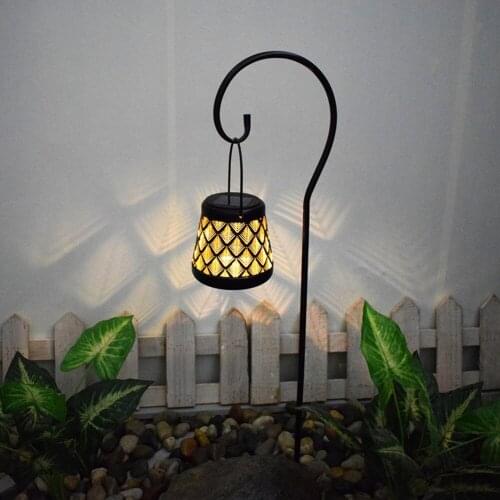 Wrought Iron Solar Powered Plug In Projection Hollow Out Lamp Outdoor Fairy Garden Art LED Shower Watering Can Light Decoration