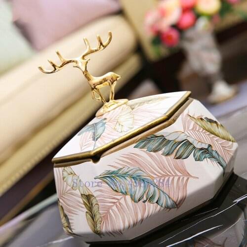 Creative Ceramics Ashtray with Cover Golden Deer Colored Leaves Modern Home l Storage Decoration cigar ashtrays