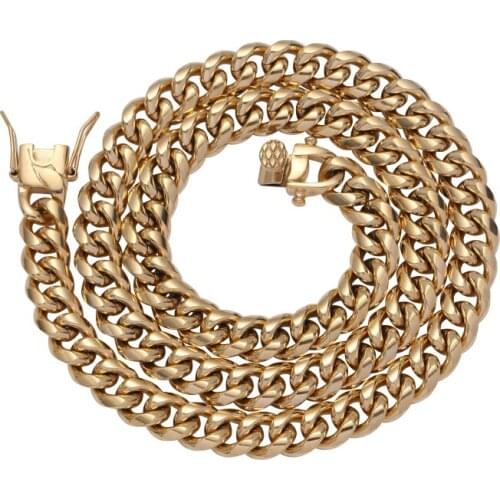 8mm Bling Bling Stainless Steel cuban link chain Necklace Hip Hop Jewelry SC003