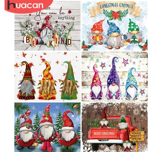 HUACAN Full Drill Diamond Painting Christmas Santa Claus Needlework Art 5D Diamond Mosaic Cartoon Embroidery Kit Handmade Gift