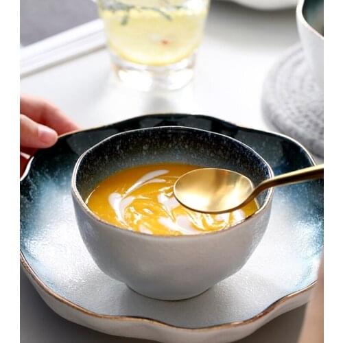 Nordic Plate Set Ceramic Kitchen Plate Tableware Set Food Dishes Rice Salad Noodles Bowl Soup Kitchen Spoon Cook Tool Set