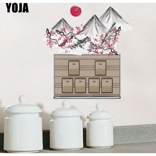 YOJA Cartoon Flowers Mountain Red Sun Switch Sticker Plant PVC Decorative Wall Decal Classic Fashion Style 15SS0047