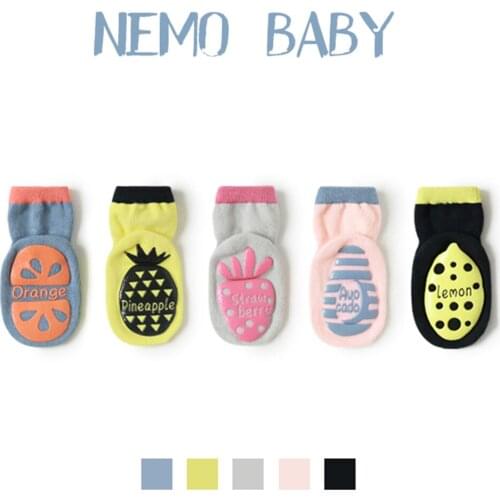 Baby Boys and Girls Socks Cute Cartoon Fruit Print Anti-Slip Medium Tube Socks Stocking