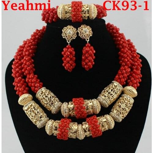 New 2019 Fashion African Beads Jewelry Set Nigerian Wedding Crystal Beads Necklace Bridal Jewelry Sets Free Shipping CK93-1