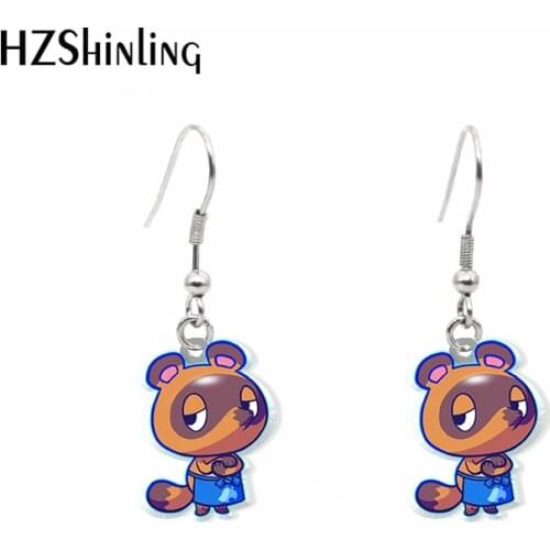 2020 New Animal Crossing Dangle Earring Cute Dog Tiger Handamde Acrylic Hook Earring Epoxy Jewelry Earrings Gifts Gril