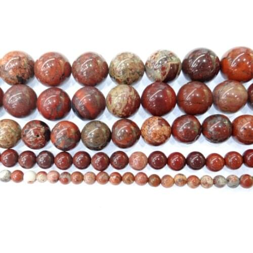 Wholesale Natural Stone Red Brecciated Jaspers Round Beads 15" Strand 4 6 8 10 12 MM Pick Size For Jewelry making DIY Bracelet