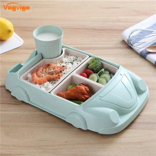 Food Grade Silicone Baby Dishes Meal Plate Meal Mat Integrated Design Creative Grid Bowl Infant Children Cartoon Cow Dishes