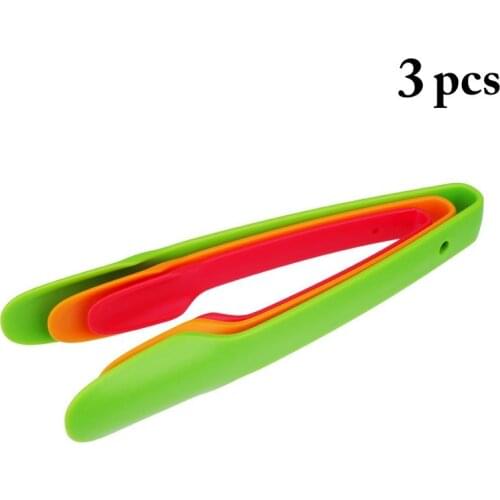 Plastic Food Tong 3 PairsThickened Kitchen Tongs Non-slip Serving Clip Bread Tongs Clamp BBQ Salad Tools Kitchen Accessories