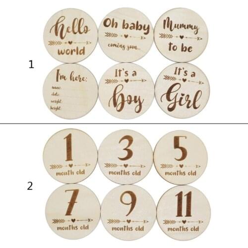 Handmade Baby Milestone Card Wood Infants Bathing Gift Newborn Photography Props