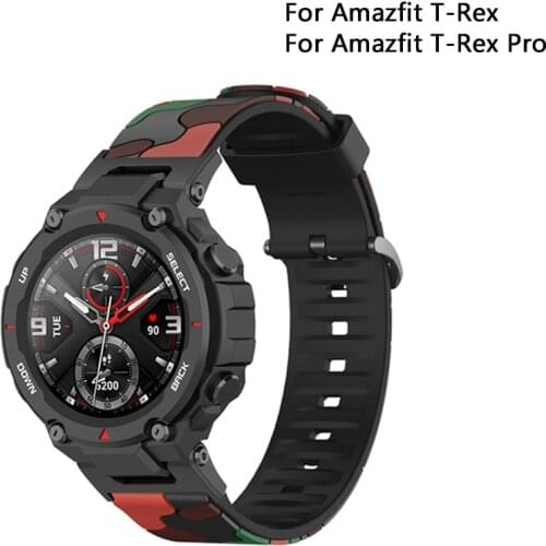 Silicone Camouflage Straps For Huami Amazfit T-Rex Pro Watch Replacement Band For Xiaomi Amazfit T-REX Smart Watch Bracelet Wris