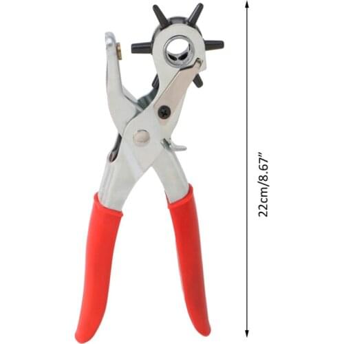 Heavy Duty Revolving 6 Hole Leather Belt Paper Eyelet Cut Plier Punch Craft Tool