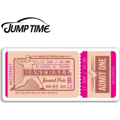 Jump Time for Retro Baseball Ticket Vinyl Stickers Sports USA Sticker Laptop Truck Window Bumper Decal Waterproof Accessories
