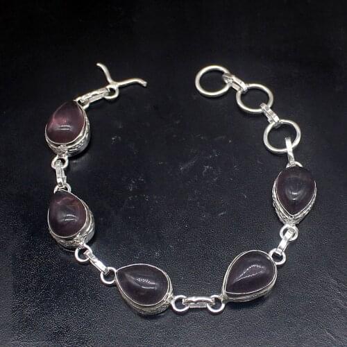 Gemstonefactory Jewelry Big Promotion Single Unique 925 Silver Purple Quartz Fancy Lady Women Charm Bracelet 20cm 20213267