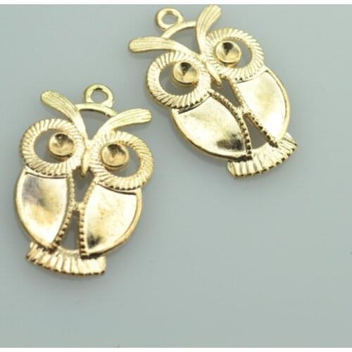10 pcs free shipping Champagne gold charms diy metal owl pendant for necklace&bracelets jewelry making 34*22 mm D101