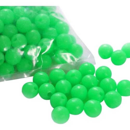 100 Pcs 5mm/1mm Luminous Fishing Bead Green Glowing Round Oval Shaped Fishing Tackle Tool Eggs for Night Fishing