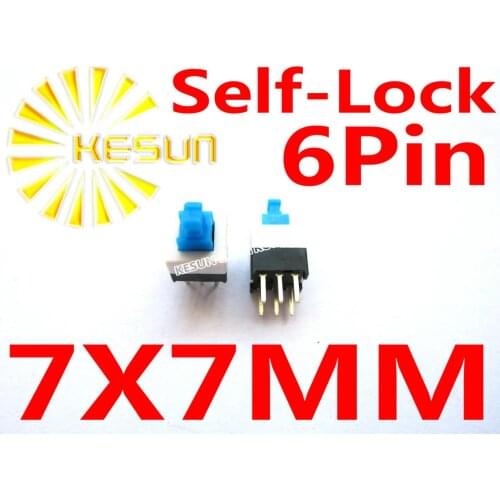 1000PCS 7X7mm 6Pin Push Tactile Power Micro Switch Self lock On/Off button Latching switch