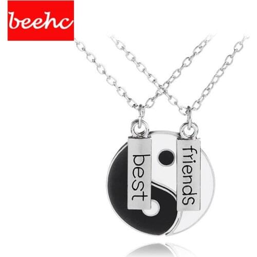 2PCS Best Friends Necklace Jewelry Tai Chi Yin Yang splice Pendant necklace Couples BFF Necklaces Pendants soul sister Gift