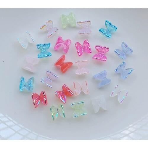 30PCS 7*7MM 3D resin butterfly nail art accessories DIY clipbook manicure decoration material 2021 new design craft decoration