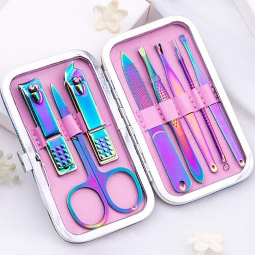 8Pcs Nail Clipper Set Pro Stainless Steel Manicure Kits Household Nail Scissors Tweezers Ear Spoon Beauty Nail Manicure Tools