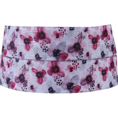 Free shipping beautiful tiny flower printed foe elastic ribbon for kids hair accessories