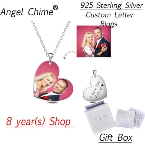 Stainless Steel Personalize Heart Photo&Text Necklace Pendant Adjustable 16-20inch Baby Shower Gift Moms Gift Chain Women Chain