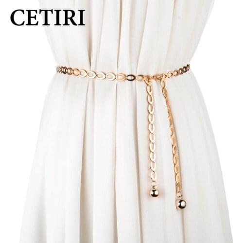 CETIRI Korean Fashion Grace Golden Silver Girls Waist Chain Dress Decoration O Ring Metal Belt Woman Dress Decoration