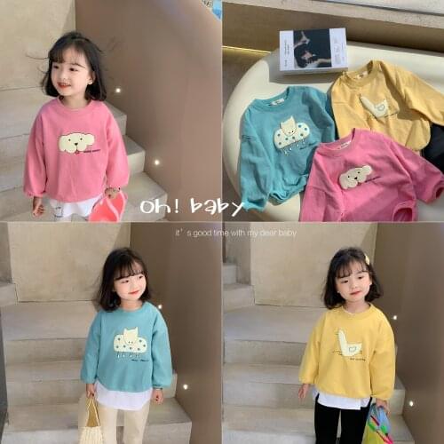 Kids Hoodies 2021 Spring Autumn New Toddler Girls Cartoon Sweatshirts Casual Lovely Loose Baby Hoodies for Girls Child Clothing