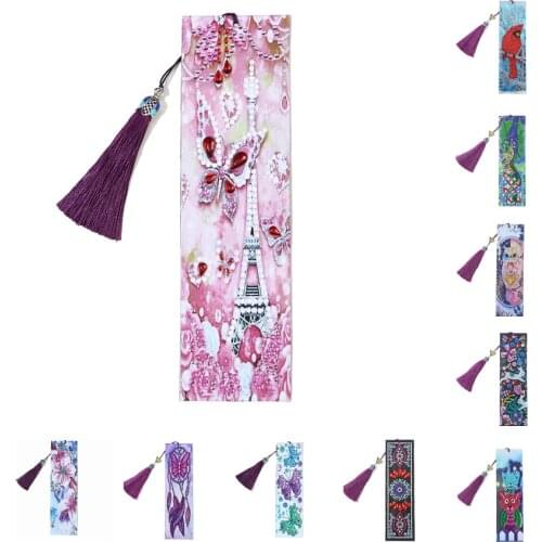 DIY Diamond Painting Bookmark Diamond Mosaic Special Shape Drill Purple Tassel Bookmark Cross Stitch Notebook Bookmark Girl Gift
