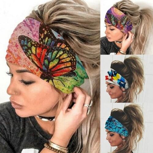 Women Girl Summer Boho Hair Bands Print Headband Bohemian Cross Turban Bandage Bandanas Hair Accessories Headwrap Headwear Gift