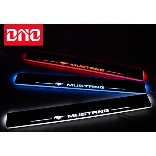 DNO Trim Pedal LED Car Light Door Sill Scuff Plate Pathway Dynamic Streamer Welcome Lamp For Ford Mustang 2015 2016 2017 2018