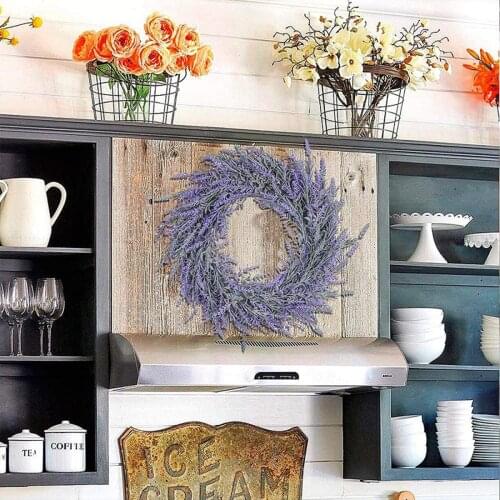 Artificial Wreath, Wall ing Wreath 17'' Lavender Spring Wreath Round Wreath for The Front Door Home Party Wedding Decoration